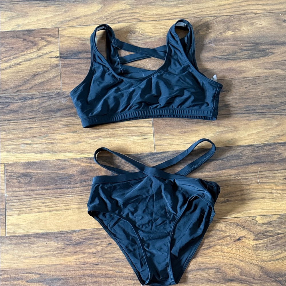SHEIN Black Cross-Strap Bikini Set